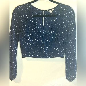 BB Dakota Navy Blue/ Polk Dots Crop Top